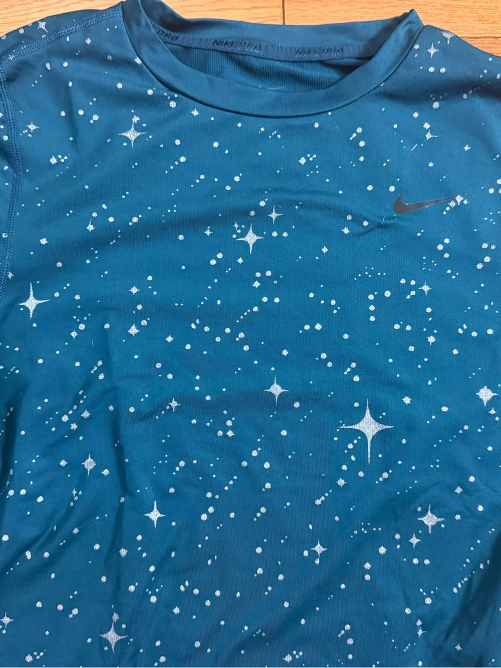 Nike Dri-Fit ‘Starry Night’ Metallic Long Sleeve Crop Workout Shirt
